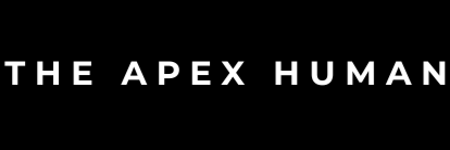 Black background with 'THE APEX HUMAN' text in white